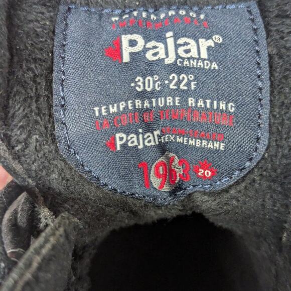 Mens SZ 9-9.5 Pajar Black Sneaker Winter Boot Comfort Faux Fur Lined Leather - Picture 8 of 9